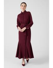 volanlı elbise bordo 2