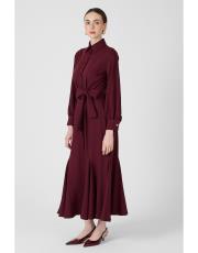 volanlı elbise bordo 3