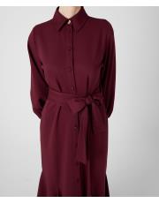 volanlı elbise bordo 4