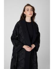 çiçek abaya takım siyah