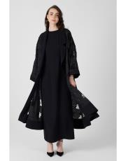 çiçek abaya takım siyah 3