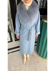 kürklü kaşe kaban bebe mavisi 2