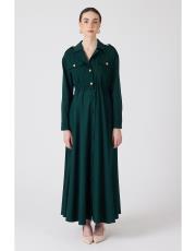 cepli önden düğmeli elbise yeşil 2