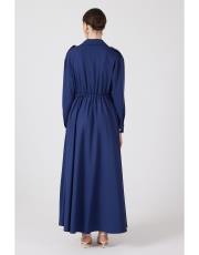 cepli önden düğmeli elbise koyu mavi 4