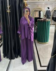 taşlı yarasa kol takım mor