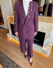 kolu taşlı ceket takım bordo 3