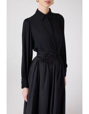 bel detayı çiçekli etek siyah 3