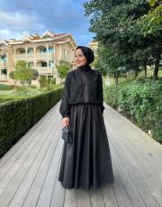 dantelli ceket siyah