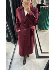 düğmeli kaşe kaban bordo 3