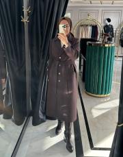 düğmeli kaşe kaban aci kahve