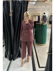 kareli tüvit takım bordo