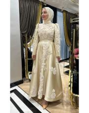 çiçekli prenses abiye bej 2