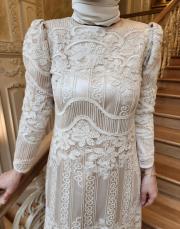 romantik dantel elbise bej 4