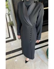 yandan düğmeli ceket elbise siyah