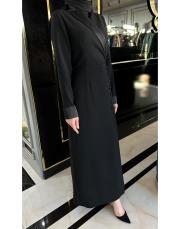 yandan düğmeli ceket elbise siyah 2