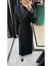 yandan düğmeli ceket elbise siyah 3