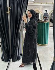 payet abaya takım siyah