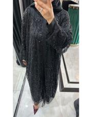 payet abaya takım siyah 2