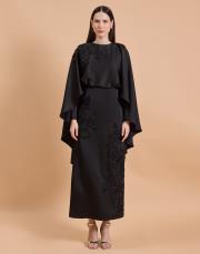 pelerin çiçekli abiye siyah 3