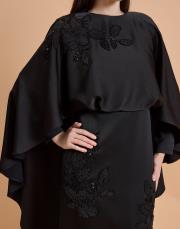 pelerin çiçekli abiye siyah 4