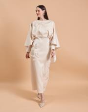 pelerin çiçekli abiye bej 2