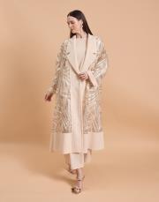 gold işlemeli abaya koyu bej 2