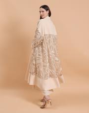gold işlemeli abaya koyu bej 4