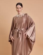 kemerli yarasakol elbise camel