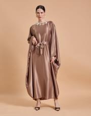 kemerli yarasakol elbise camel 2