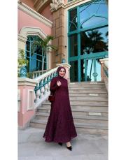 zincir dantel abiye bordo