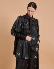 robalı bluz takım siyah