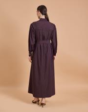 çizgili gömlek elbise bordo 5