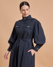 çizgili gömlek elbise lacivert