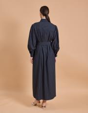 çizgili gömlek elbise lacivert 5