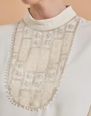 yaka bluz takım ekru 4