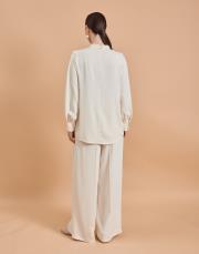 yaka bluz takım ekru 5