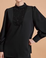 yaka bluz takım siyah 3