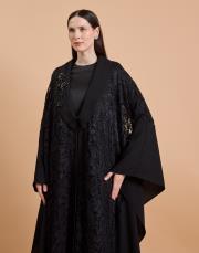 gül dantel abaya siyah