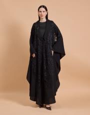 gül dantel abaya siyah 2