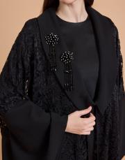 gül dantel abaya siyah 3