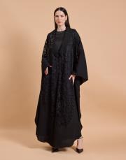 gül dantel abaya siyah 4