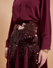 payet şifon etek bordo 2
