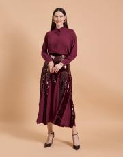 payet şifon etek bordo 3