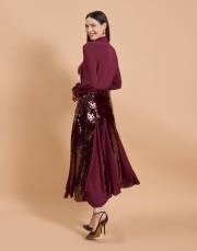 payet şifon etek bordo 4