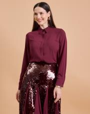 klasik ipek hissiyatlı gömlek bordo 3