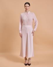 klasik ipek hissiyatlı gömlek pudra