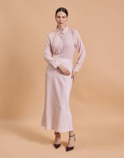 klasik ipek hissiyatlı gömlek pudra 2