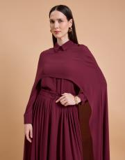 pelerin pantolon takım bordo