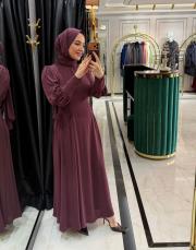 ip korsaj elbise bordo