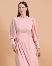 ip korsaj elbise pudra